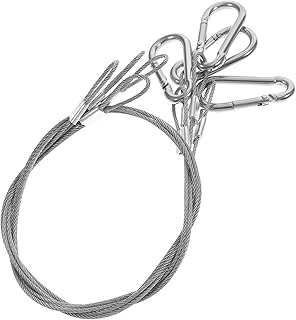 Housoutil Stainless Steel Safety Cable Lock: Braided Security Cable Heavy Duty Cable Wire with Carabiner Lock 4pcs 2.0mm 500mm for Luggage Lock Hanging Pendant Light Plants Picture