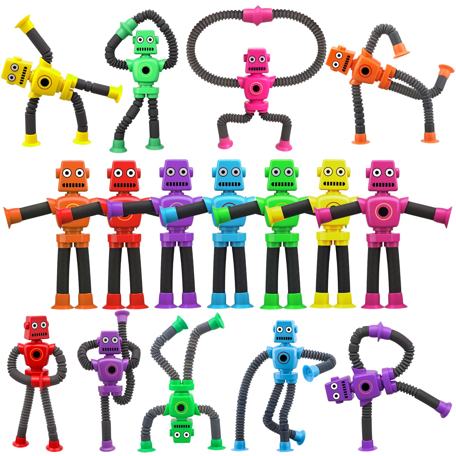 SAMSON ROBOT 2222toys サムソン　ソフビ 14PCS Suction Cup Robot Toy for Kids Adults, Shape Changing