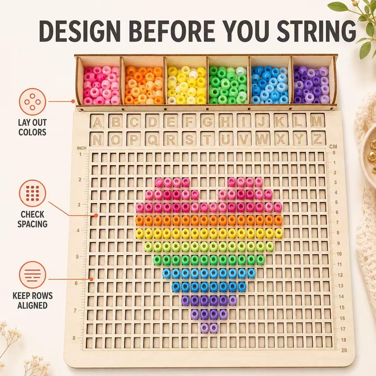 FVUILH Wooden Pony Bead Board, Fast Stringing Kandi Design Tray