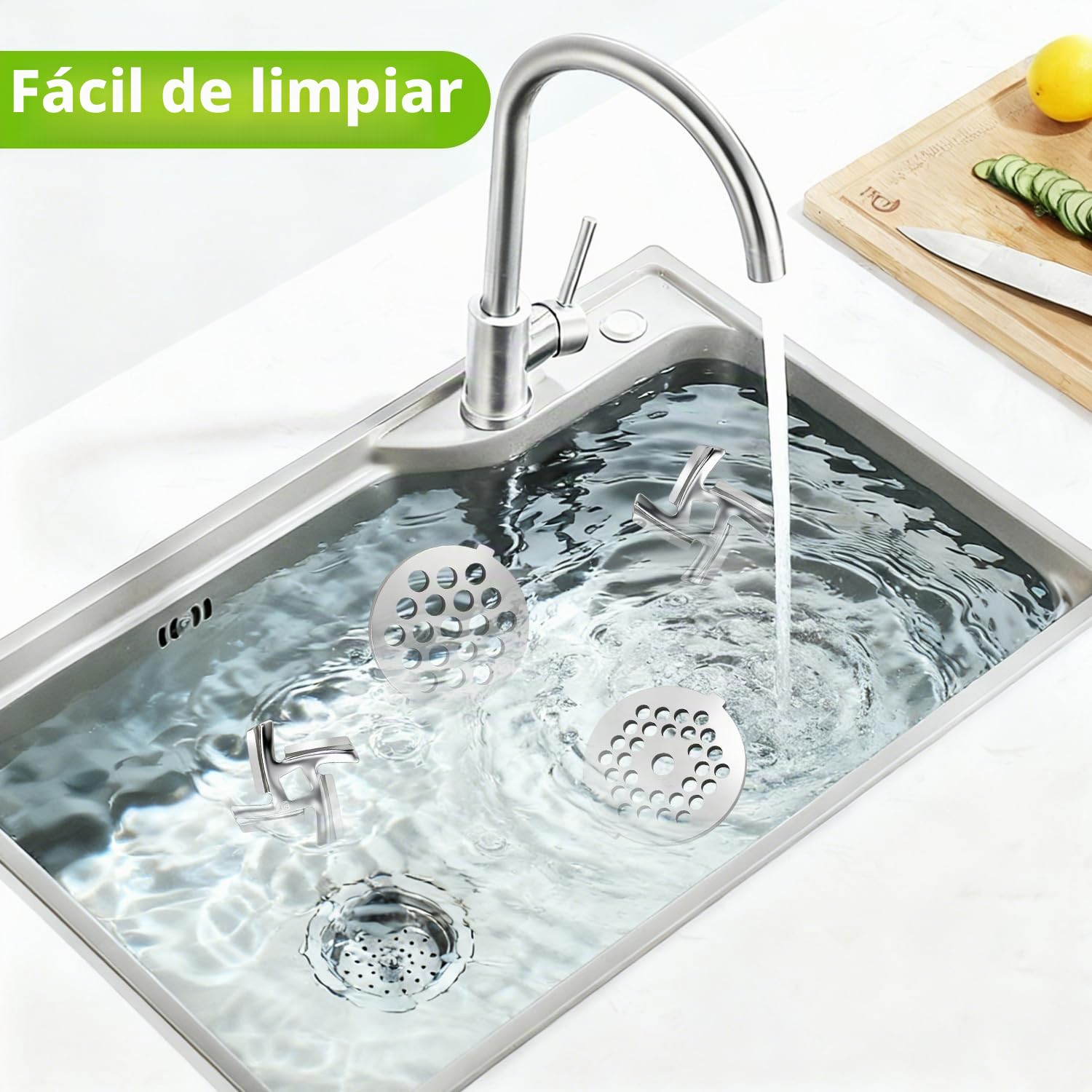 Tissting 4 Piezas de Cuchillas y Platos para Picadora de Carne - Accesorios de Acero Inoxidable para Moler Alimentos, Repuesto Compatible con Picadoras de 55mm