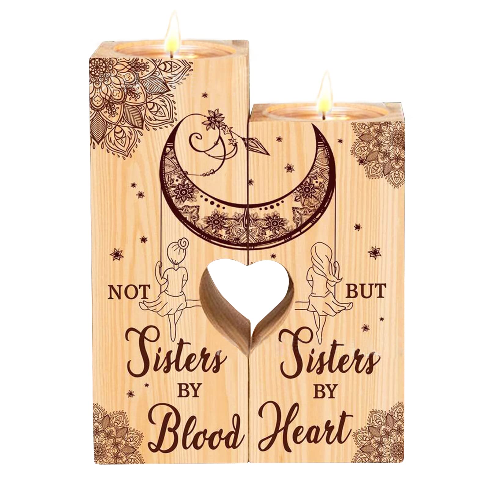 Houten theelichthouder, set van 3 kaarsen, decoratie, mama oma, cadeau moederdagcadeaus voor mama, gepersonaliseerd romantisch cadeau voor je vriendin, vrouw, tante schoonmoeder