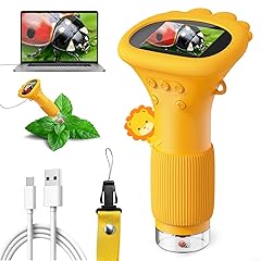 Microscope for Kids, Ahalfcit Microscope with 2'' Inch Screen -1000X Zoom Portable Camera, Birthday for 3 4 5 6 7 8 9 0 11 12 Years Old Kids,Science Educational Toys - Yellow