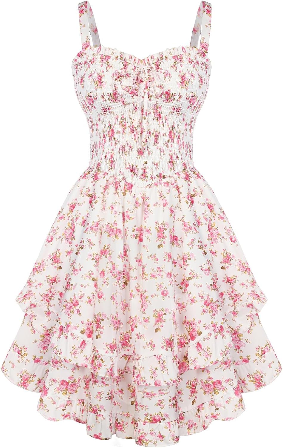 Scarlet Darkness Smocked Floral Sundresses for Women Teens 2026 Summer Flowy Ruffle Mini Dress