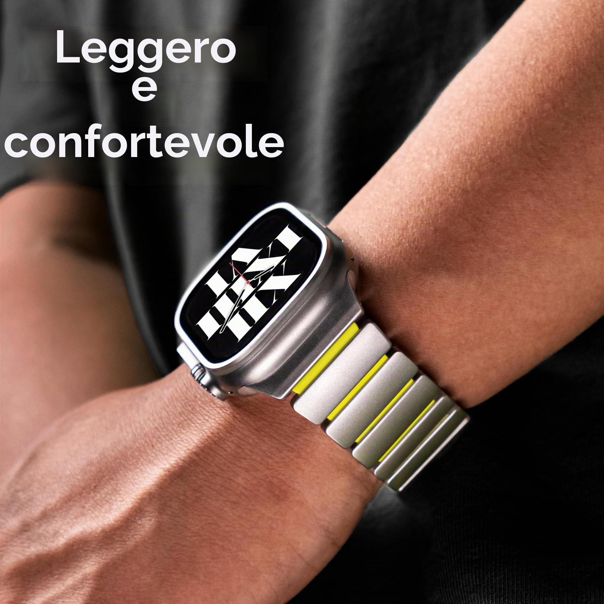 Cinturino in titanio compatibile con Apple Watch Ultra 3/2/1 49 mm, titanio silicone doppio strato, chiusura magnetica, cinturino di ricambio per iWatch Series11