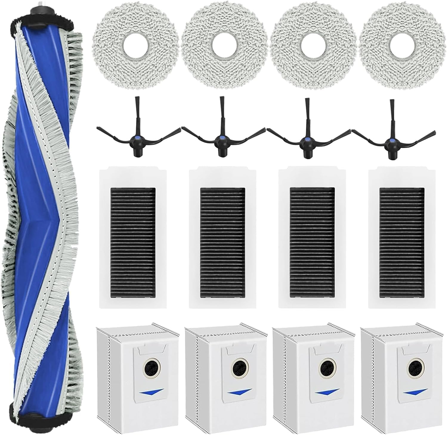 Kit De 20 Accesorios Para Aspiradora Robot Ecovacs Deebot T20 Omni T20e Omni T20 Max T20 Pro 1 Cepillo Principal 4 Panos De Limpieza 4 Filtros Hepa 4 Bolsas Para Polvo Y 6 Cepillos 86839843