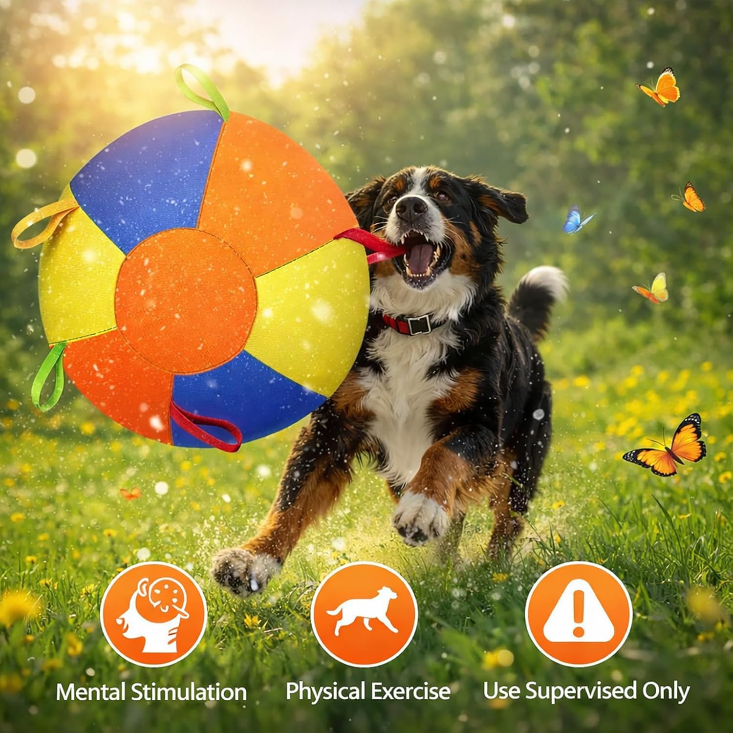 2026 New Thickened 10/18/22" Calming Jumbo Ball for Dogs,Giant Herding Ball for Dogs,Durable Tear-Resistant Inflatable Big Balls with Heavy-Duty Handle Cover & Pump,for Play & Exercise Dogs (B, 18in)