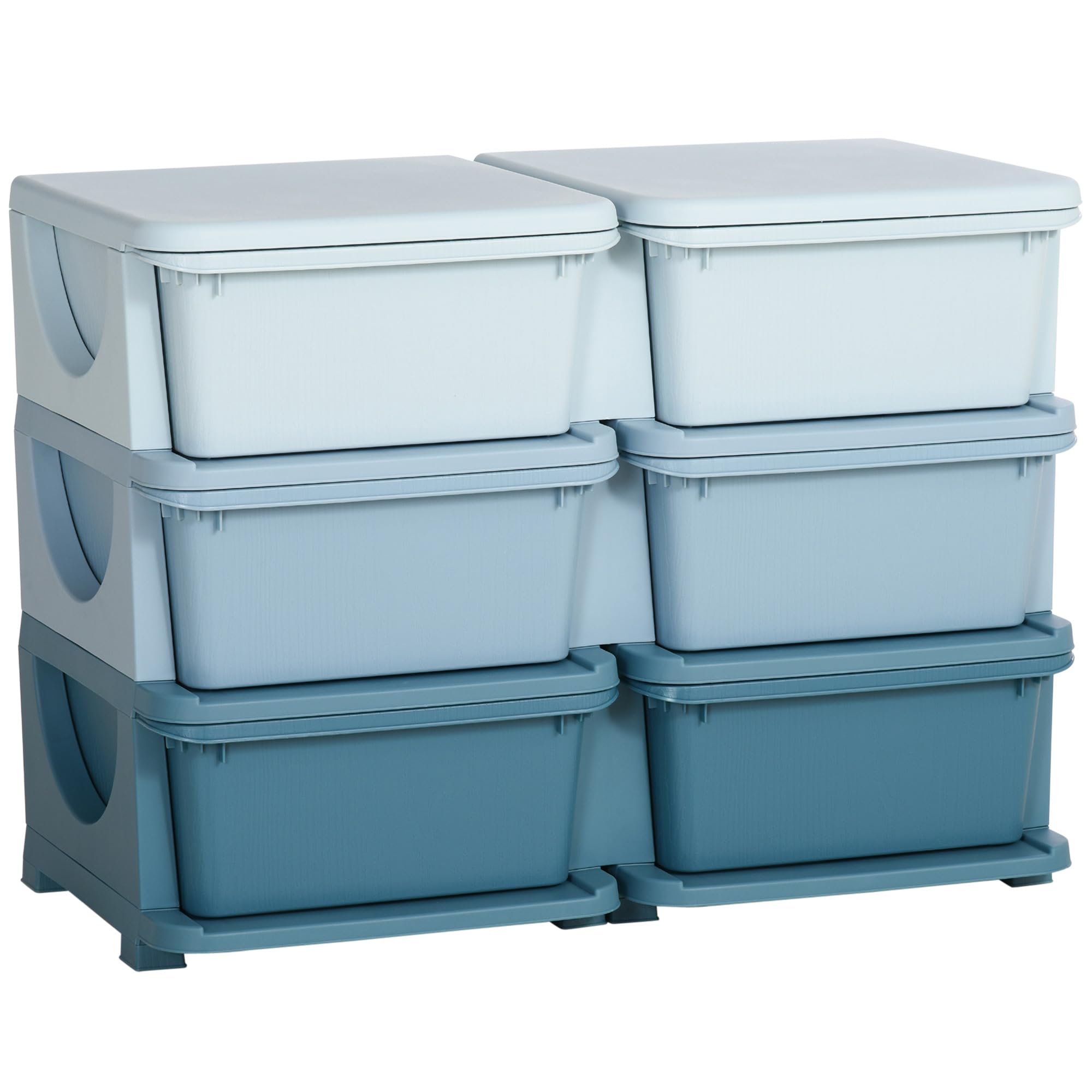 Homcom Blue Kids Storage Unit Toy Box Vertical Dresser With Six Drawers