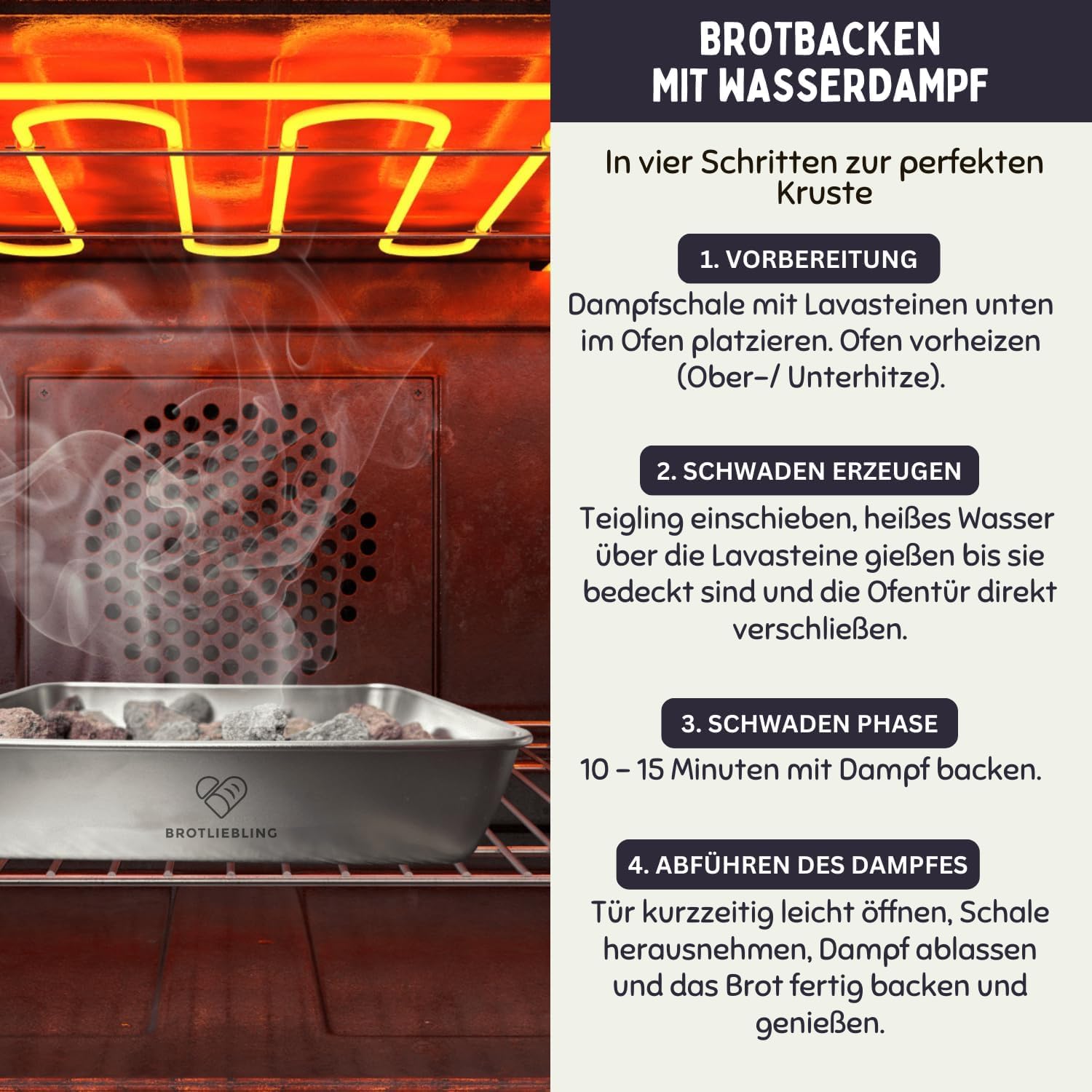 Dampfschüssel Brotback-Starter Set mit Dampfschüssel mit Lavasteinen, Gärkörbchen aus 100% natürlichen Rattan, Bäckermesser, Teigrührer und Teigkarte