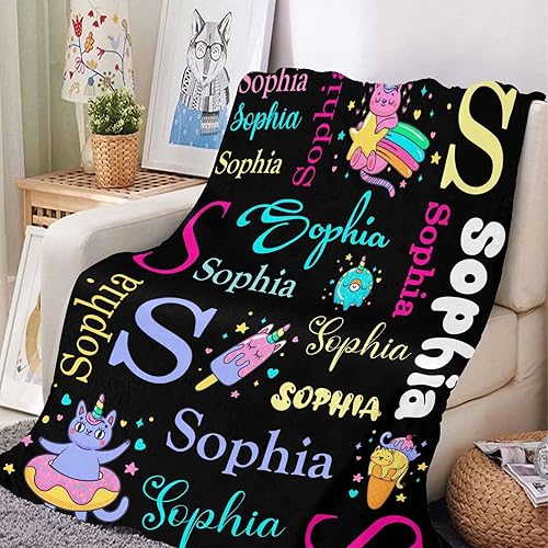Miniatura 127 de Artsadd Personalized Baby Blanket for Girls Boys, Custom Baby Blankets with Name Customized Throw Blanket for Kids Newborn Baby Shower Birthday Gifts