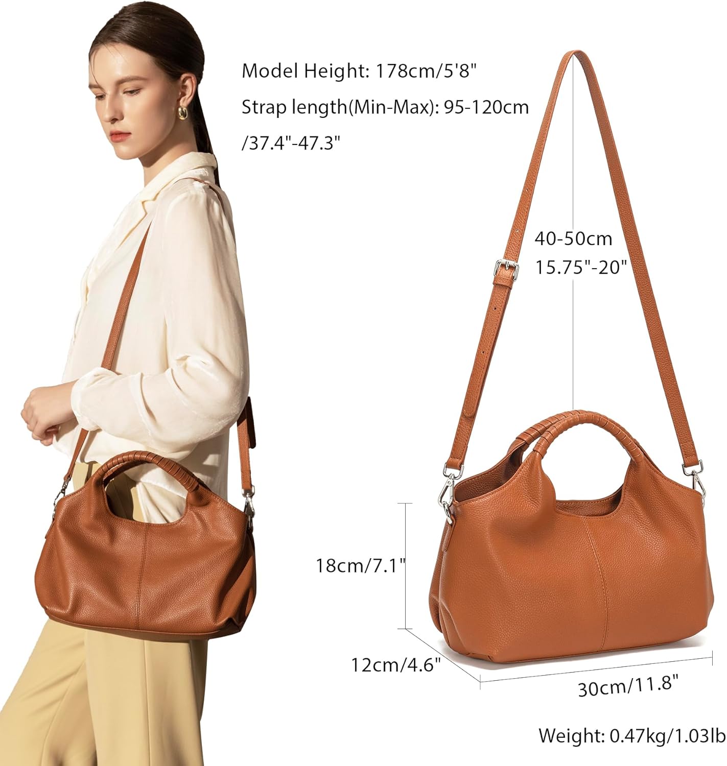 Genuine Leather Hobo Tote Bag Purses for Women - Image 4