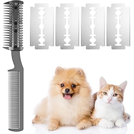 Amazon.com: Razor Comb for Dogs Cats with 4 Pcs Extra Blades, Pet Razor ...