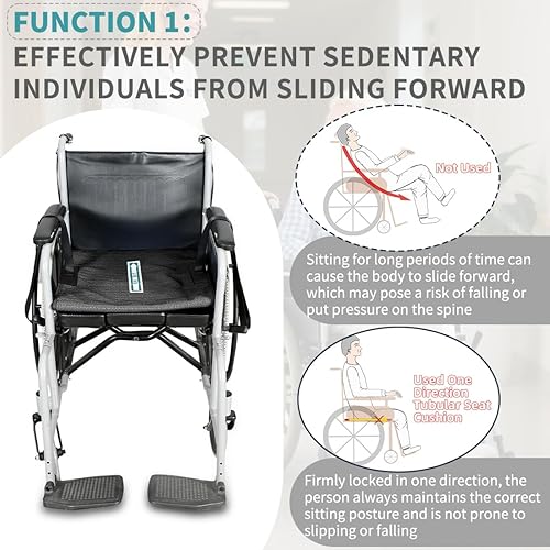 Miniatura 3 de Cojín tubular unidireccional de asiento deslizante con asas, almohadilla antideslizante para prevención de caídas para ancianos o discapacitados en