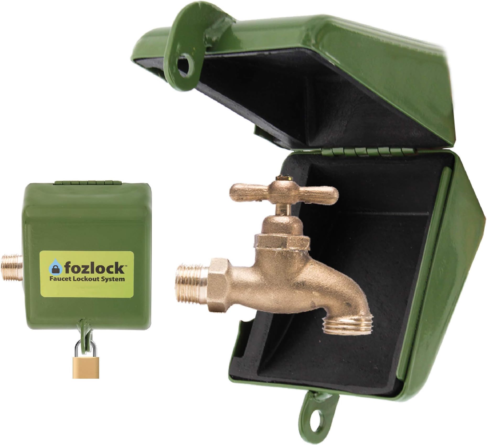 Fozlock Outdoor Faucet Lock System, Green โ Insulated Garden Hose Bibb Cover and Lock, Easy to Install โ This Outdoor Water Faucet Lock Prevents Water Theft and Vandalism