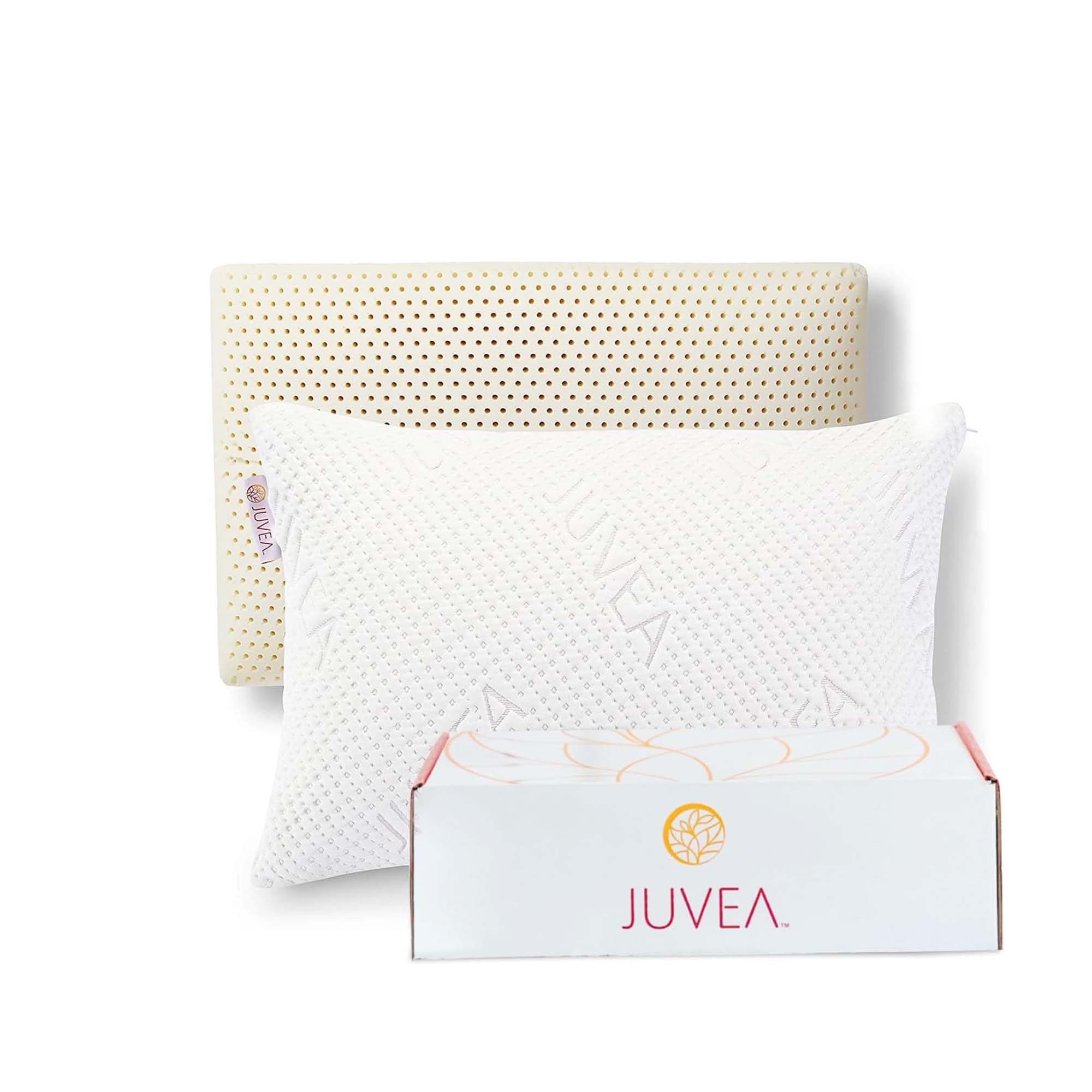 JUVEA Elevate w/Organic Cotton Cover - 100% Natural Talalay Latex High-Profile Bed Pillow for Sleeping. Breathable, Pressure Relief, Durable. Oeko-TEX & FSC ® Certified