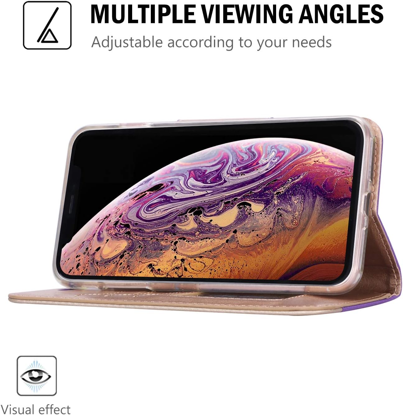 ProCase Wallet Case for iPhone Xs Max, Folio Flip Case with Kickstand Card Holder, Folding Stand Protective Cover for Apple iPhone Xs Max 6.5 Inch 2018 Release -Purple