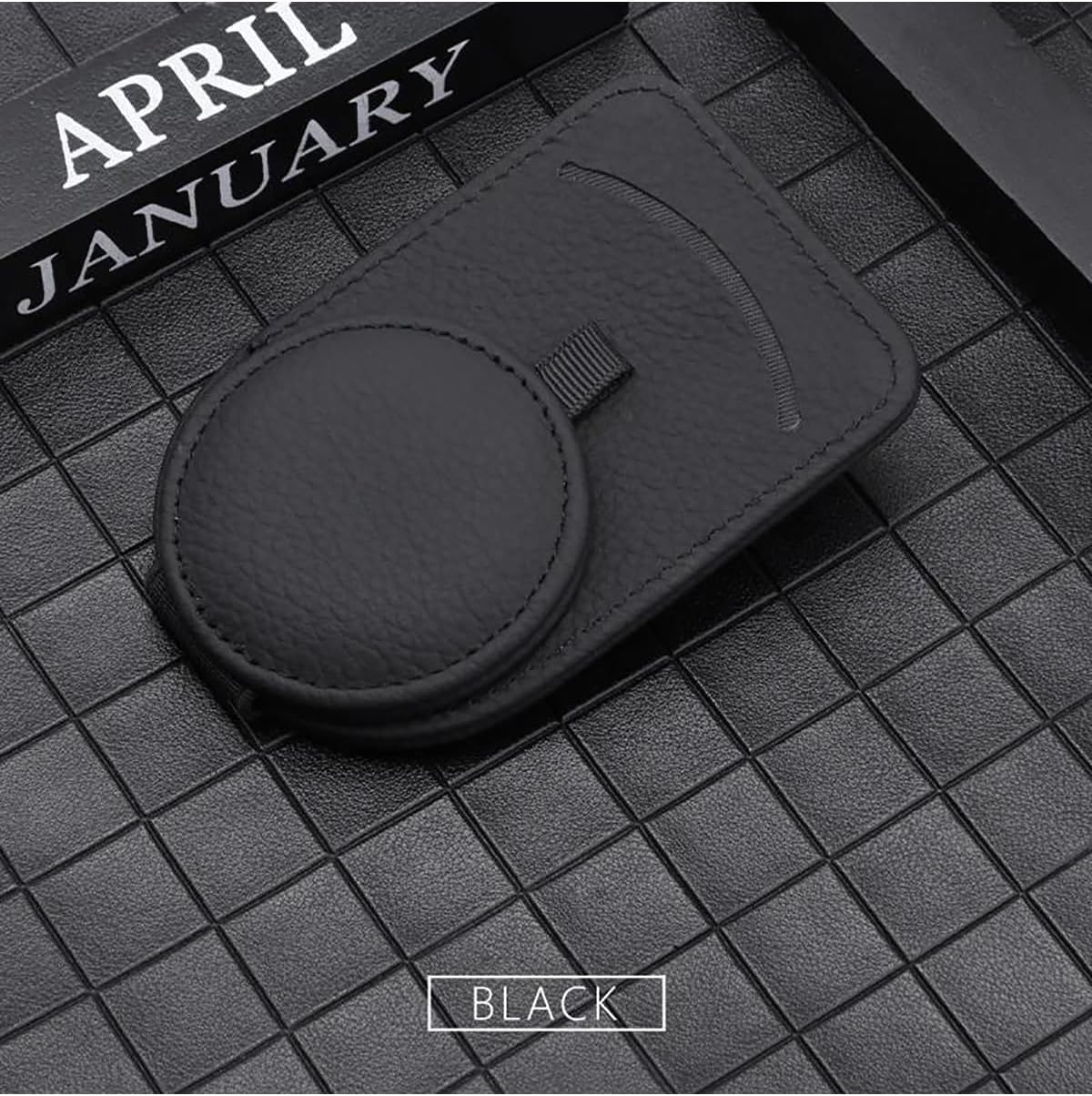 Sunglass Holder Suede Leather Car Sun Visor Glasses Case Holder Sunglasses Clip Mount Portable Clip Auto Interior Accessories Car Sunglasses Holder(A Black)