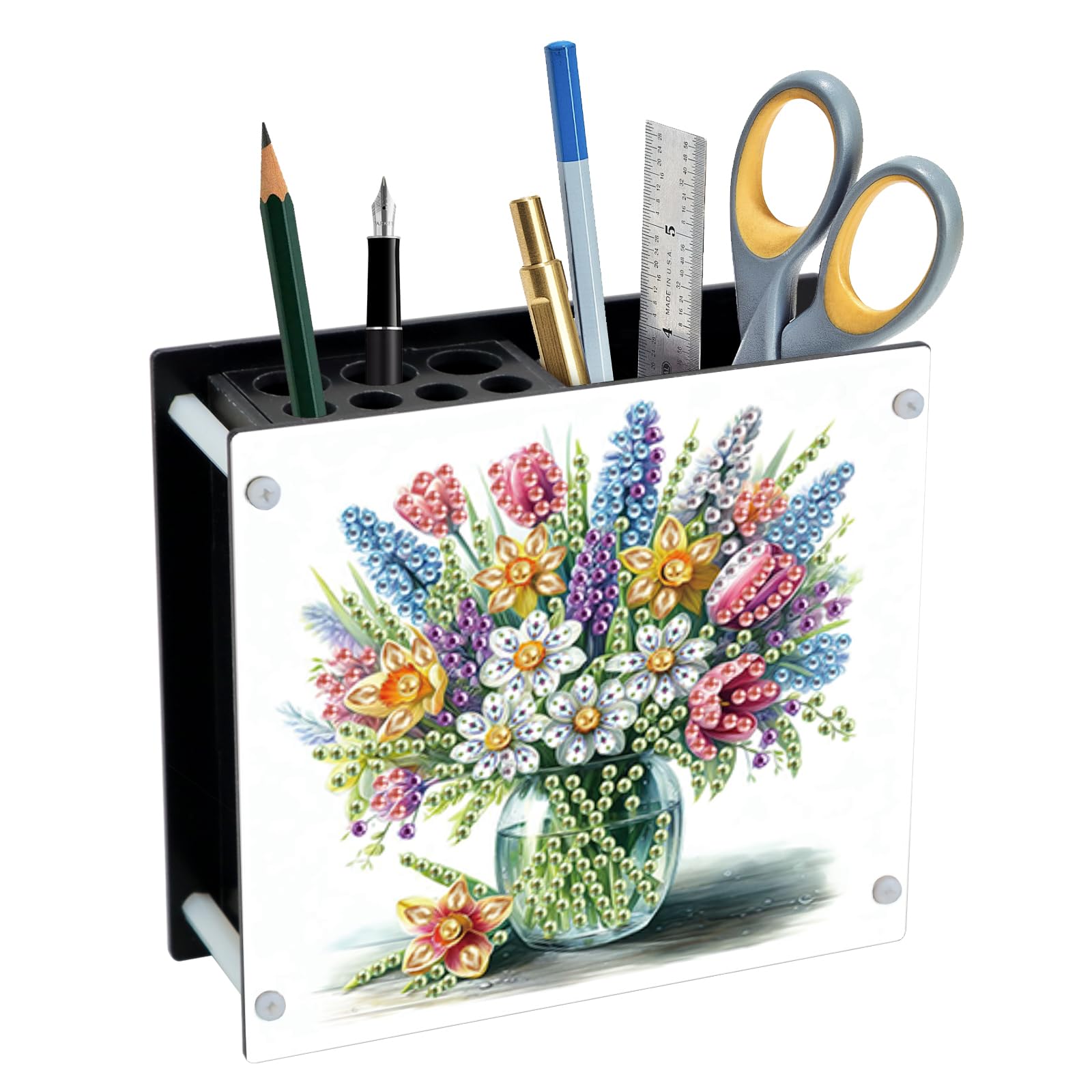 DIY 5D Diamond Painting Pen Holder Set, Flower Diamond Art Desk Organizer, Perfect for Back to School Season, DIY Pencil Holder Crafts, Decorative Home Office Supplies Organizer