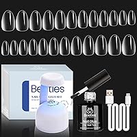 Vista 18 de Beetles - Juego de 240 puntas de uñas cortas ovaladas 5 en 1, base de pegamento de uñas de gel, lámpara LED UV, uñas a presión, juego de extensión