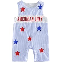 4th of July Baby Boy Outfit American Boy/USA Letter Embroidery Romper Sleeveless Bodysuit Jumpsuit 0-18M