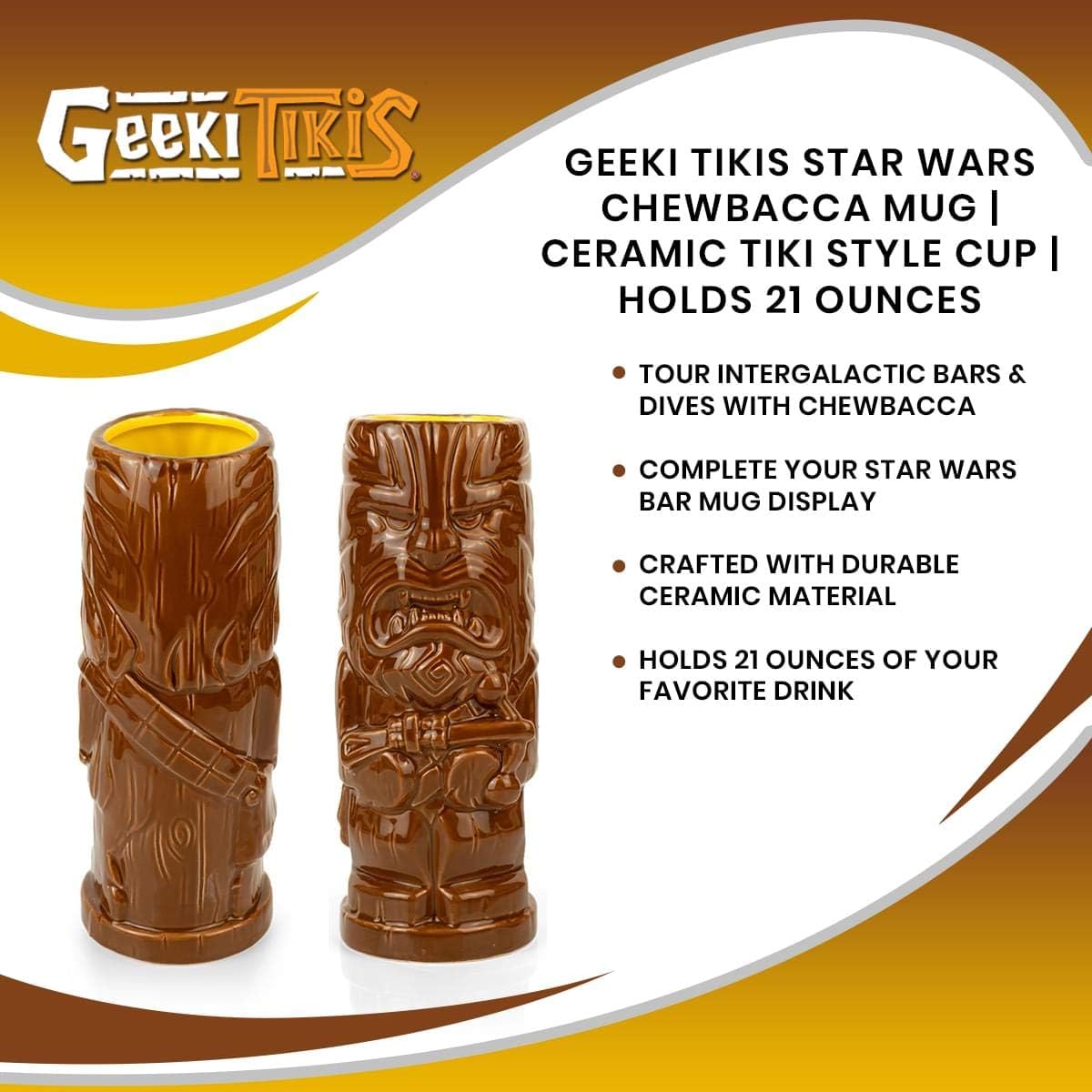 STAR WARS Geeki Tikis Chewbacca Mug | Official Collectible Tiki Style Ceramic Cup | Holds 21 Ounces