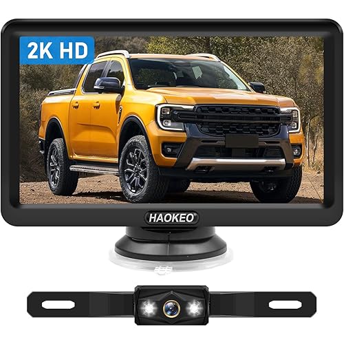 Backup Camera for Truck 7 Inch HD 2K Front Rear View Monitor kit Auto Color Image Night Vision, IP69 Waterproof DIY Grid Lines for Car/RV/Tractor/Semi-Trailers/Pickup H7