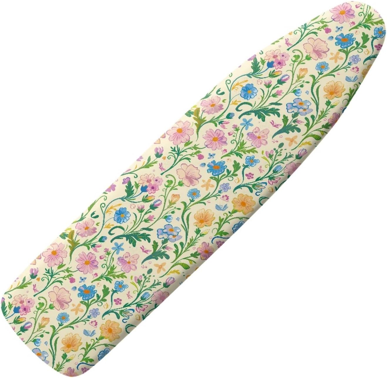 Flowers Ironing Board Cover,16"x55" Standard Ironing Board Cover with Elastic Edge and Hook and Loop Fasteners, Scorch & Stain Resistant, Polyester Home Ironing Board Covers, Fresh Floral Print