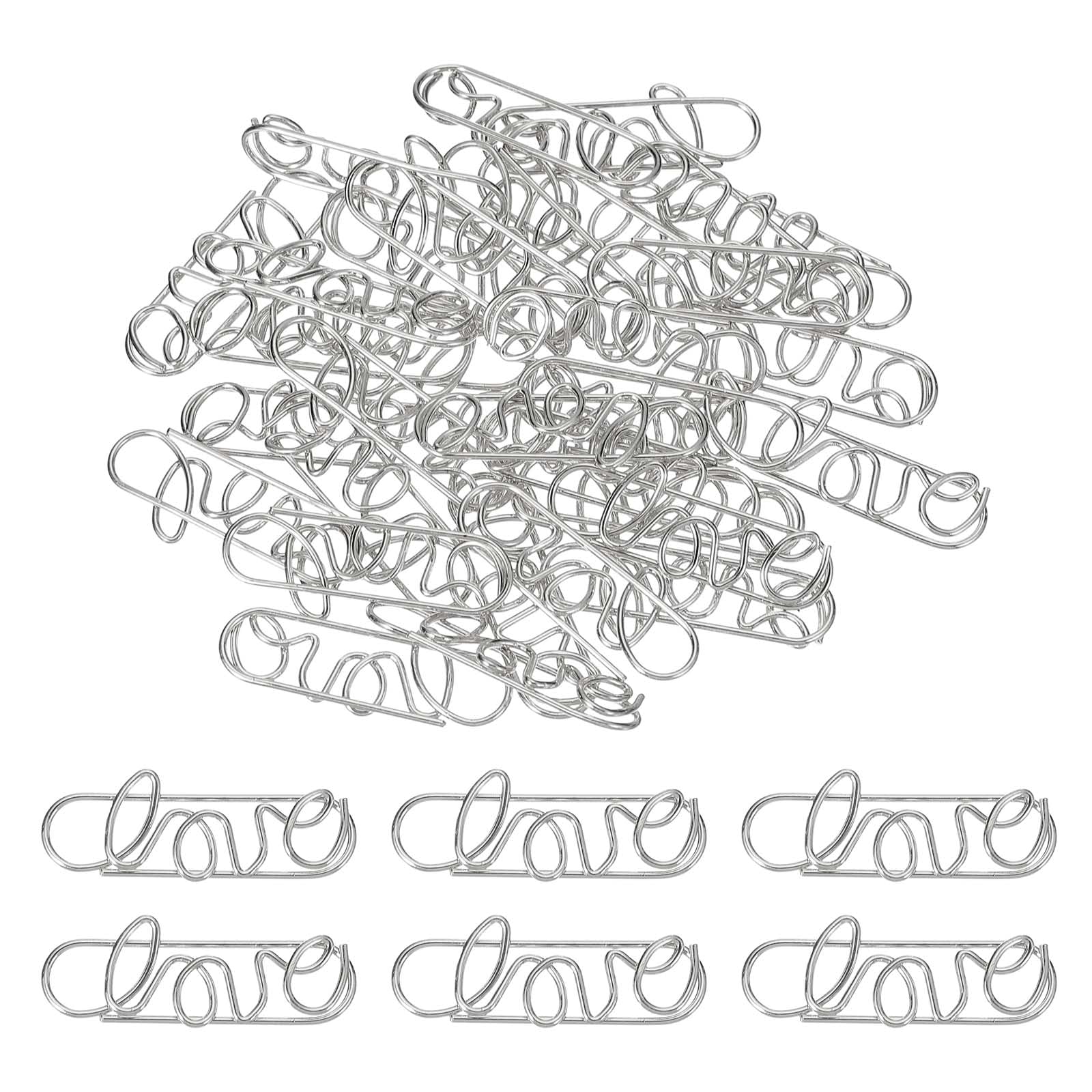 PATIKIL 60pcs Paper Clip, Love Shape Paper Clip Small Cute Rust-Proof Metal Strong Durable Bulk for Office Home Rust-Proof Metal Strong Durable Bulk for Office Home, 34mm, Silver