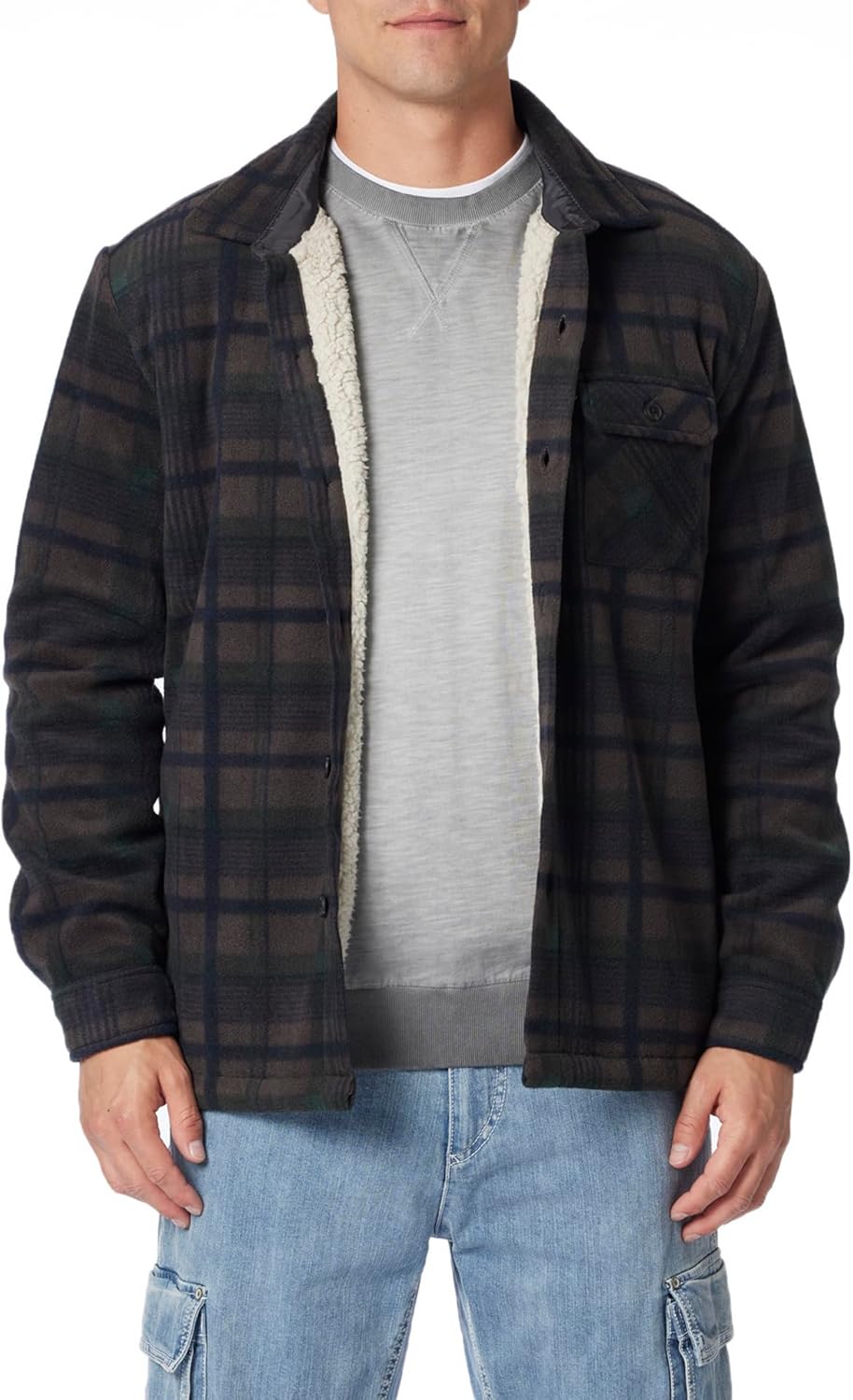 UNIONBAY mens Woodsman Microfleece Lined Flannel Shirt Jacket