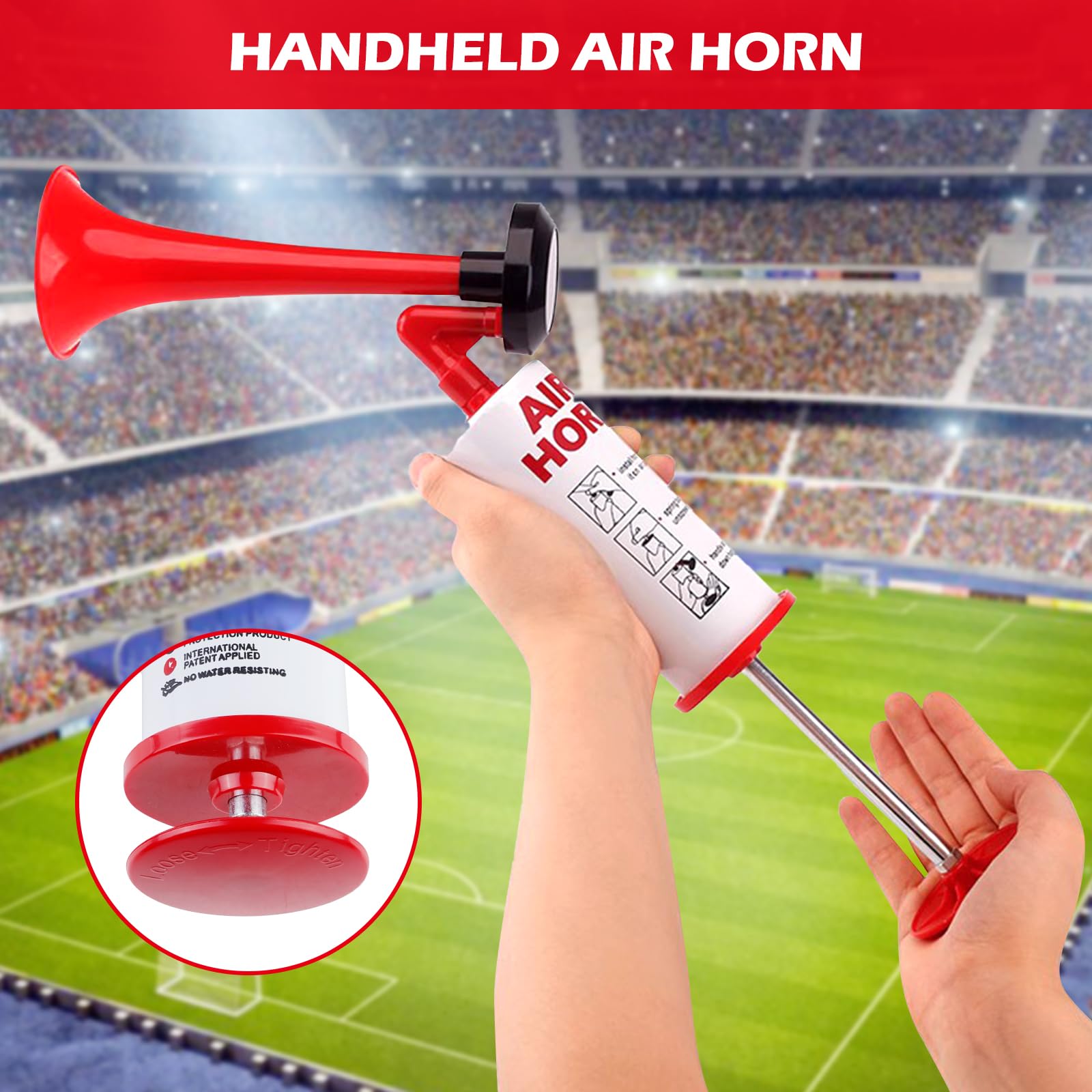 Tromba a Pressione 2 Pezzi, Air Horn Tromba ad Aria Compressa, Tromba di Segnalazione, Tromba d'Aria per Calcio, Pallamano, Tromba per Nebbia, Arbitro