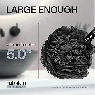 FABSKIN Loofah for Bathing | Bath Shower Loofah Sponge Scrubber Exfoliator for Women and Men | Bathing Sponge | Body Wash Scrub for Bathing | Bath Scrubber For Body (BLACK)