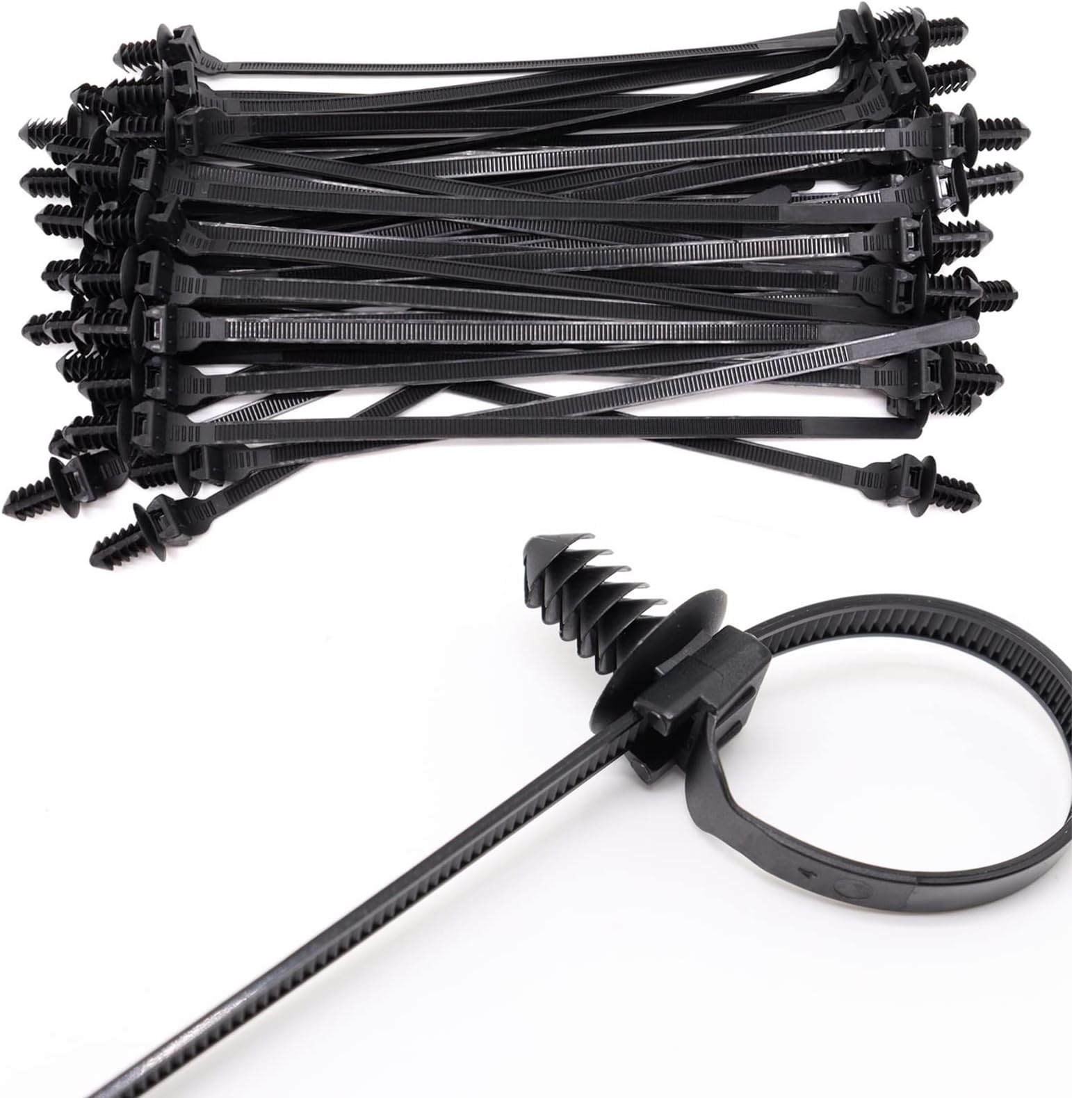 50 Pcs Cable Zip Tie, 8.3x0.2 inch Heavy Duty Nylon Push Mount Self Locking Assortment Black, 8.3x0.2inch(50Pcs)