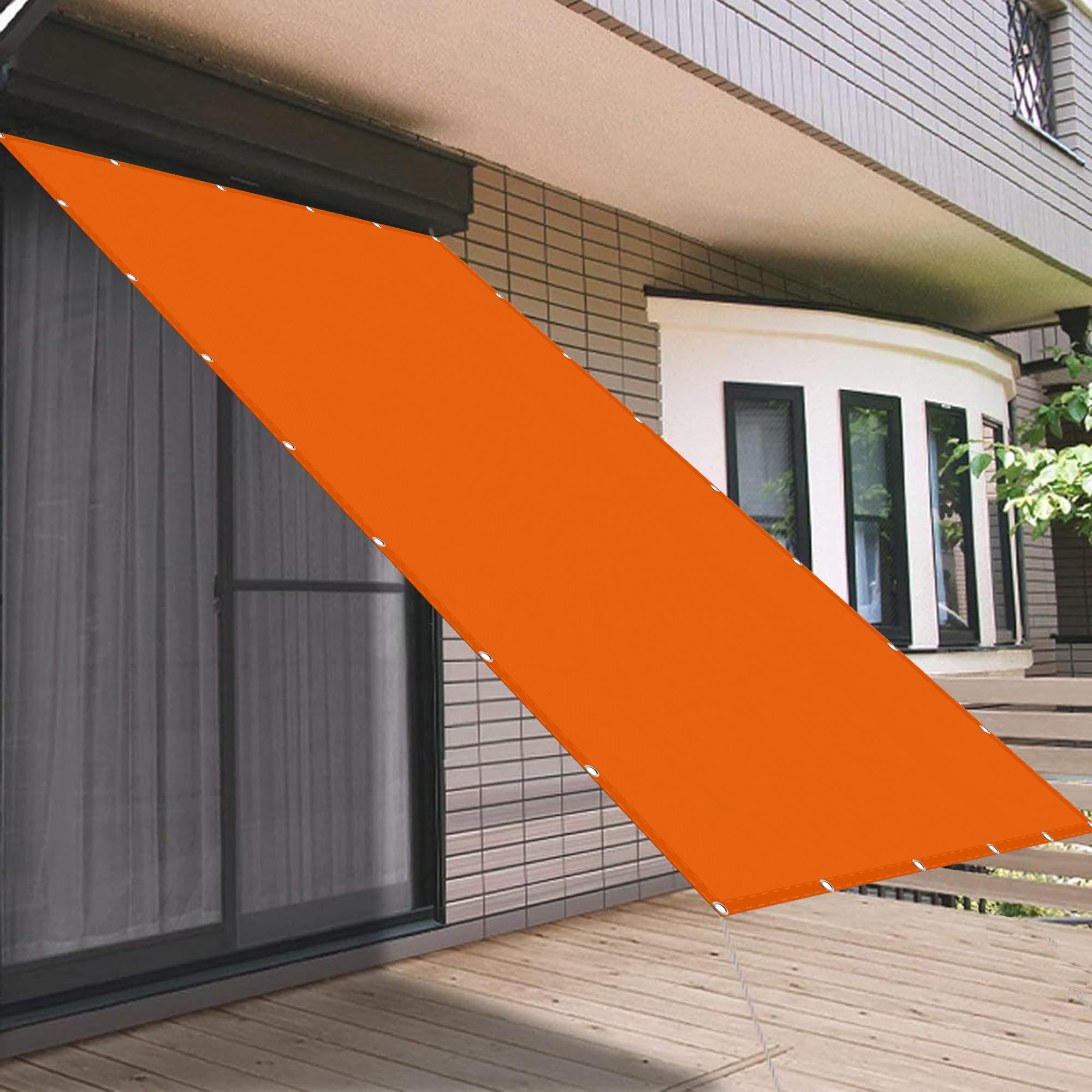 Toile d'ombrage orange pour balcon et terrasse avec cordes de pose