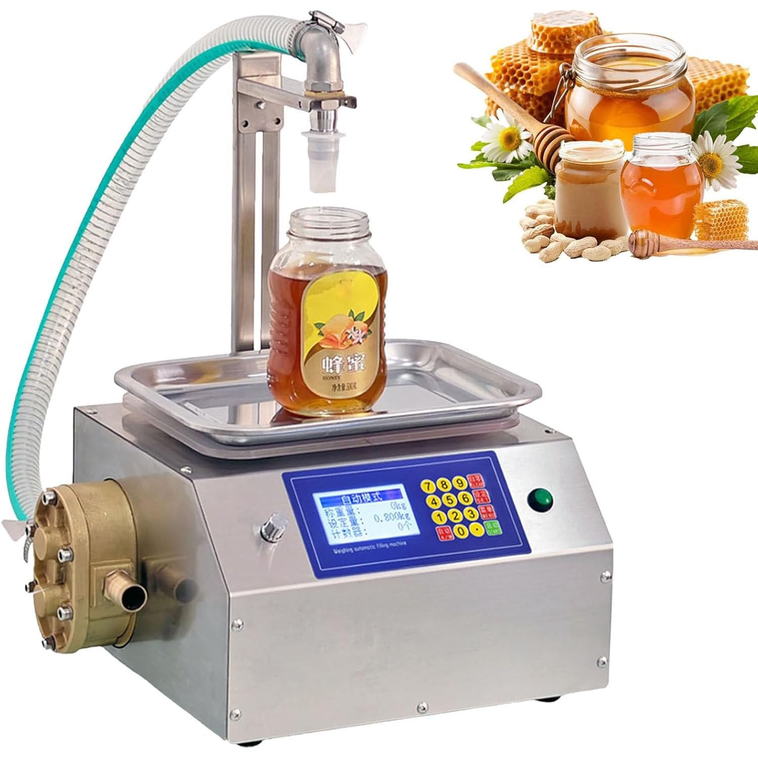 BOOZXCV Viscous Liquid Filling Machine, Automatic Honey Bottle Filling Machine 20 to 10000g, Viscous Liquid Bottle Filling Machine Weighing Thick Liquid Filling Machine