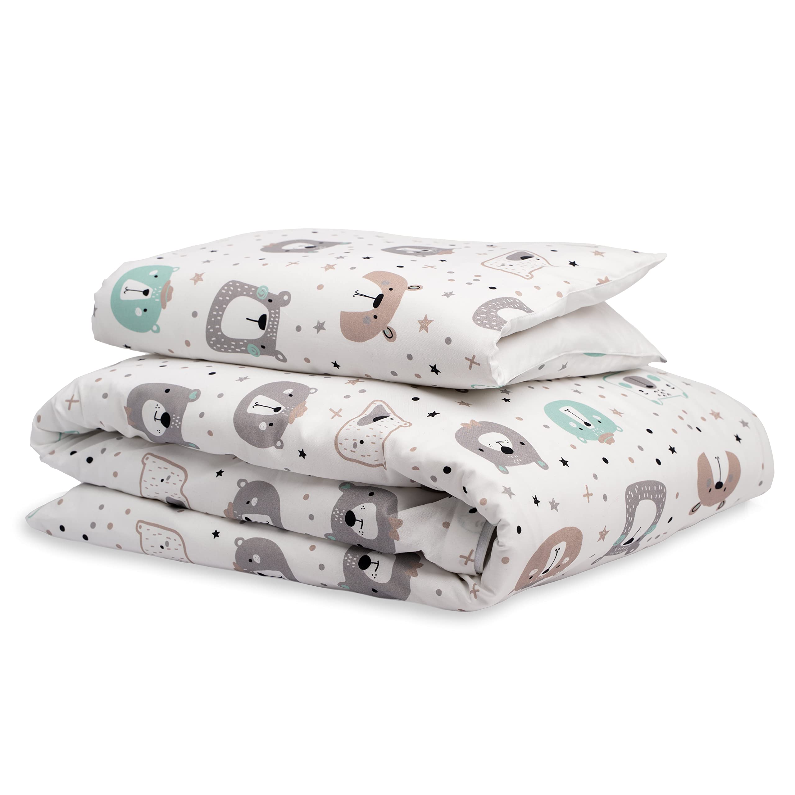 FlyIdeas Juego de Funda Nordica y Almohada 180x120 cm / 60x40 cm, 2 pz - para Cama/Colchon Individual Infantil - Sabanas y Ropa de Cama para Bebés, 100% Algodon
