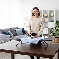 Vista 5 de Tabla de planchar de mesa con panel de malla metálica, tabla de hierro plegable, tabla de hierro pequeña resistente con cubierta resistente al calor