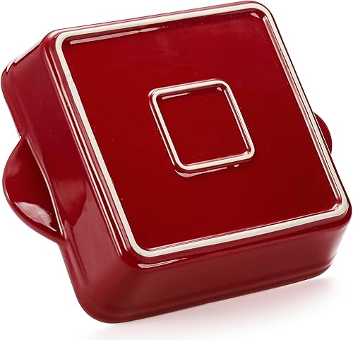 Miniatura 7 de AVLA Paquete de 2 platos de porcelana para hornear, platos cuadrados de 8.7 pulgadas, sartén para lasaña, carne asada, juego de utensilios para