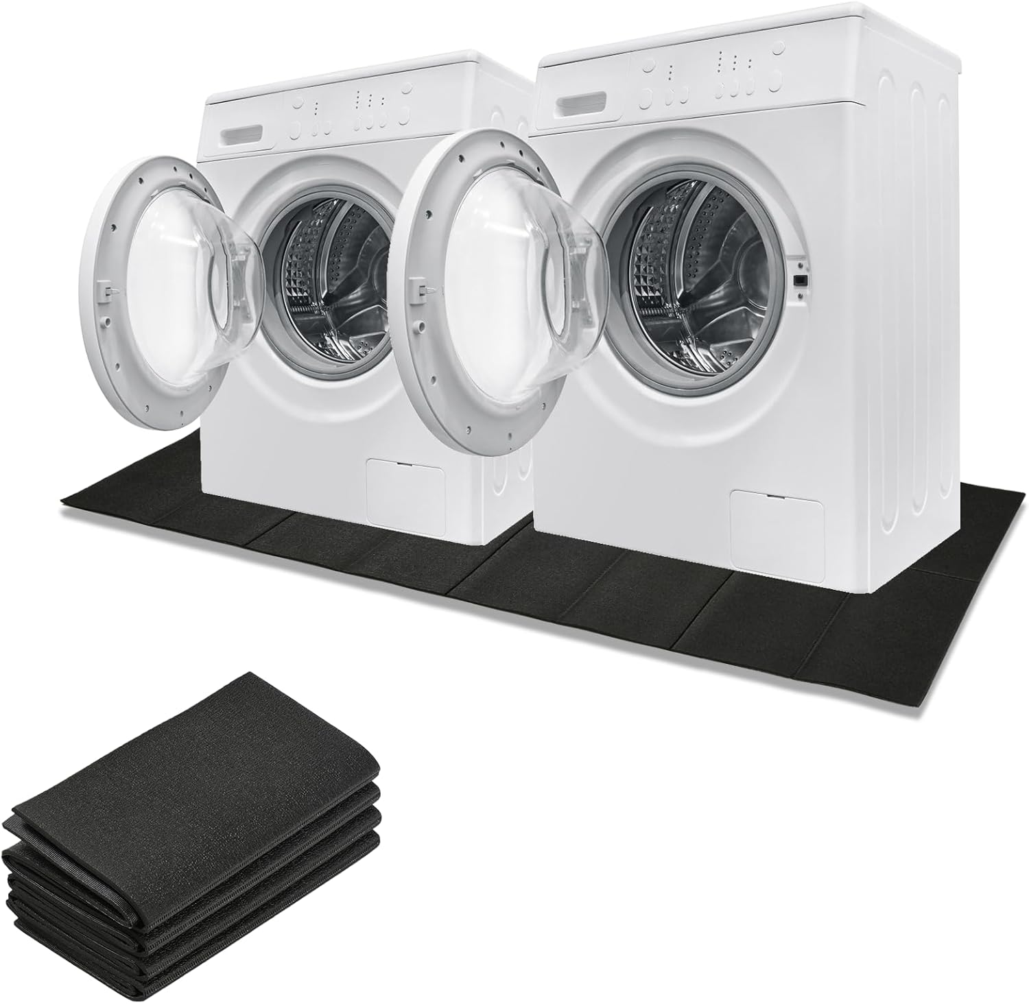 Foldable Anti Vibration Mat for Washer and Dryer,63"x 29.5"Large Anti Vibration Pads,Waterproof Non-Slip Rubber Mat for Noise Reduction&Floor Protection,Black,Fits Most Laundry Machines&Treadmills