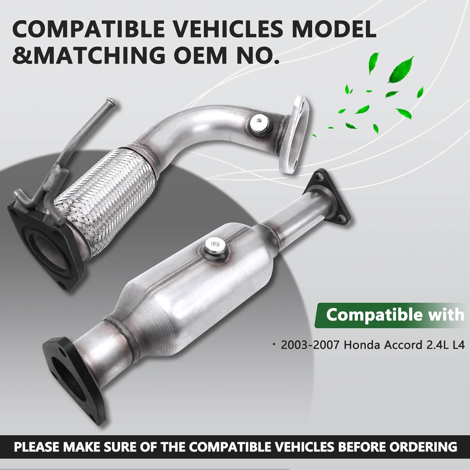 front catalytic converter compatible with 2003 2004 2005 2006 2007 honda accord l4 2.4l, direct-fit(epa compliant) 03-07 accord front catalytic 2.4l