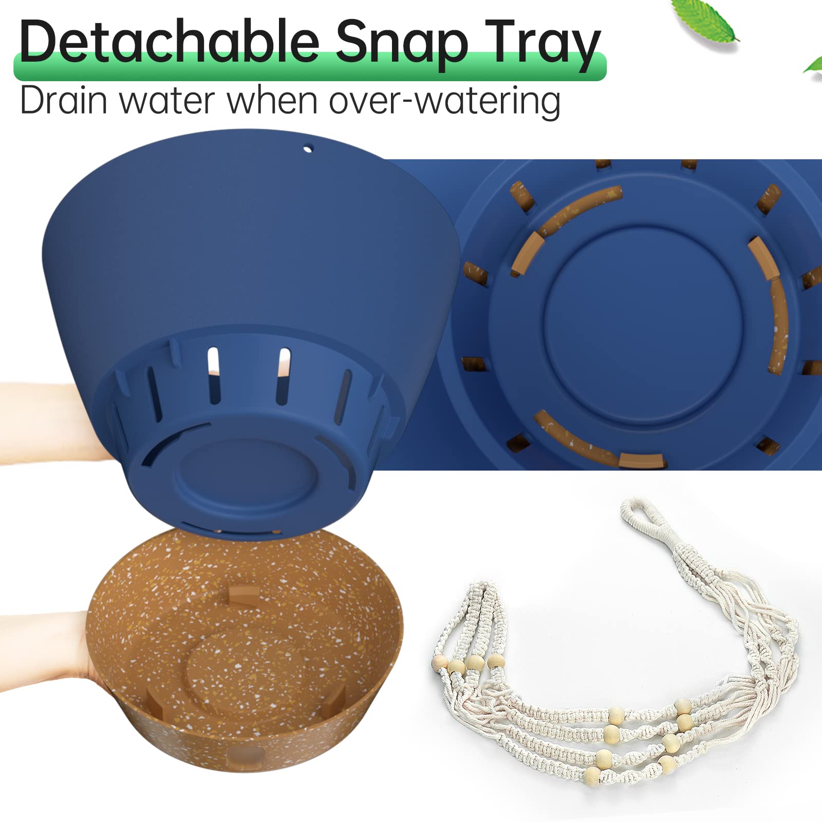 Snapklik.com : ZMTECH 2 Pack 10 Inch Blue Hanging Planters