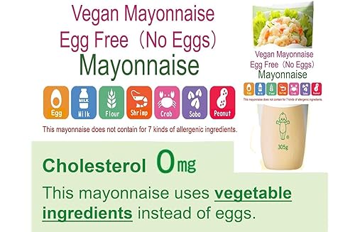 Miniatura 3 de Mayonesa vegana japonesa sin huevo, mayonesa mayonesa mayonesa para el cuidado de los huevos, alergia vegana 10.76 oz