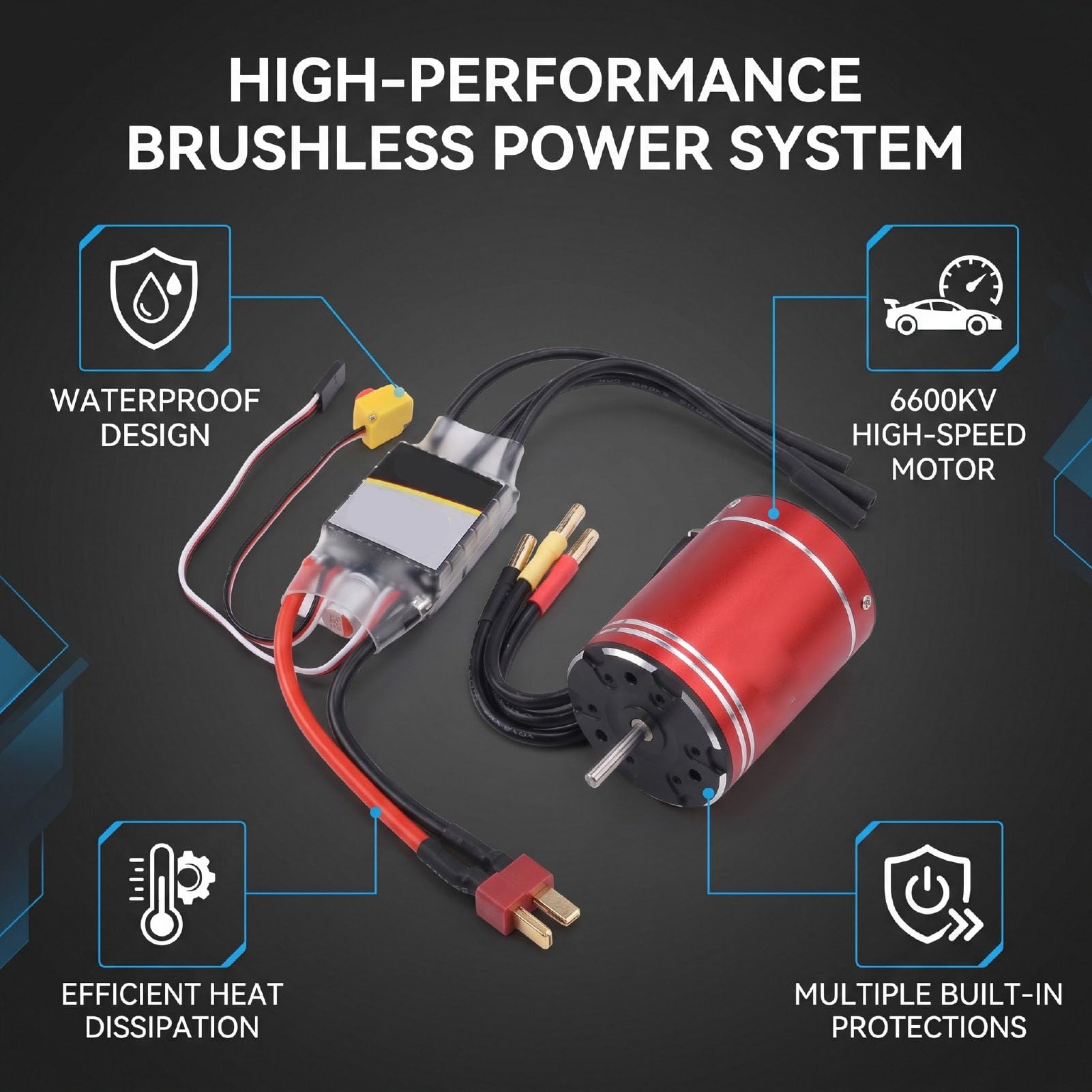 Annadue Motor Brushless 3900KV con ESC 75A a Prueba de Agua Combo