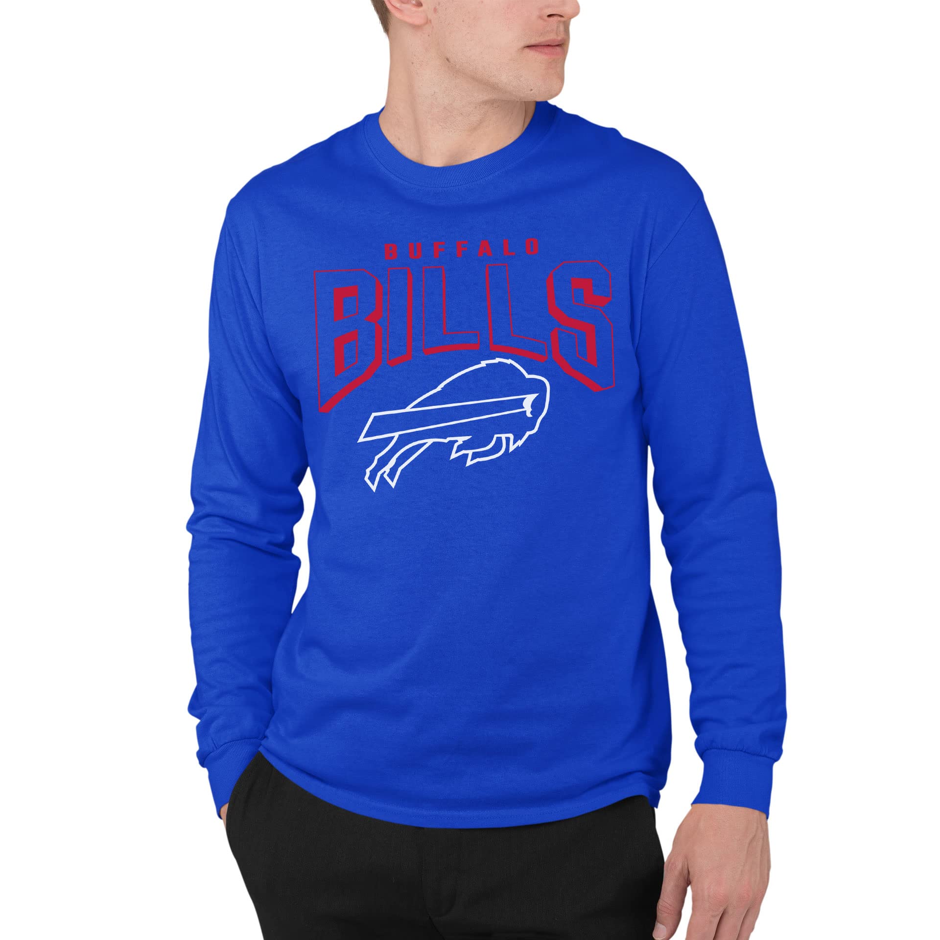 Junk Food Clothing x NFL - Unisex Adult Bold Logo - Officially Licensed Long Sleeve T-Shirt