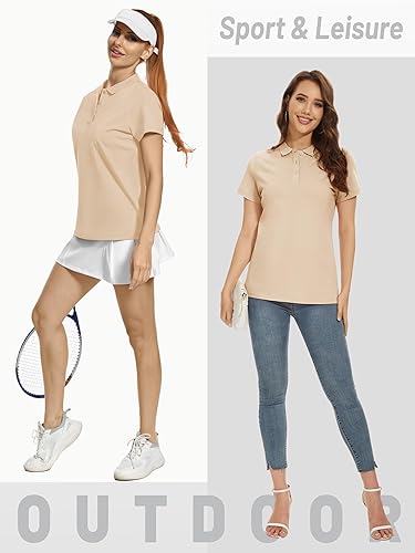 Miniatura 5 de TACVASEN Women's Polos Short Sleeve Shirts 3-Button Shirts Casual Collared Blouses Summer Tops Wicking Shirt Athletic Golf Polo Cooling Shirts