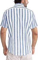Vista 11 de JMIERR Camisas de vestir a rayas con botones y manga corta para hombre