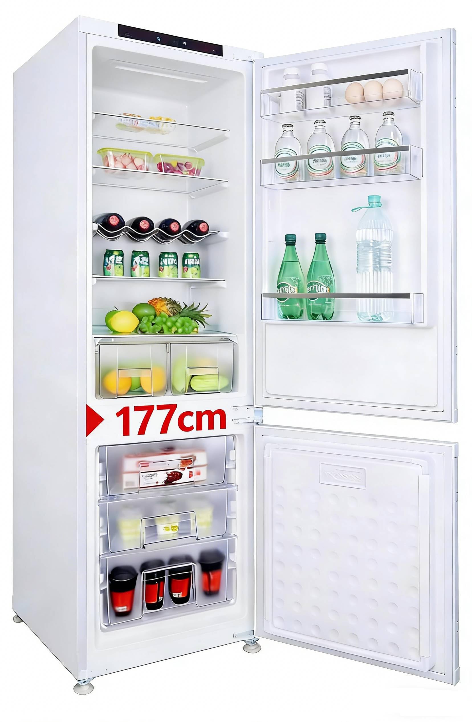 Einbaukühlschrank mit Gefrierfach 177 cm x 54 cm No Frost Plus 248L 186L/62L Energieeffizient Leise Türs Wechselbar