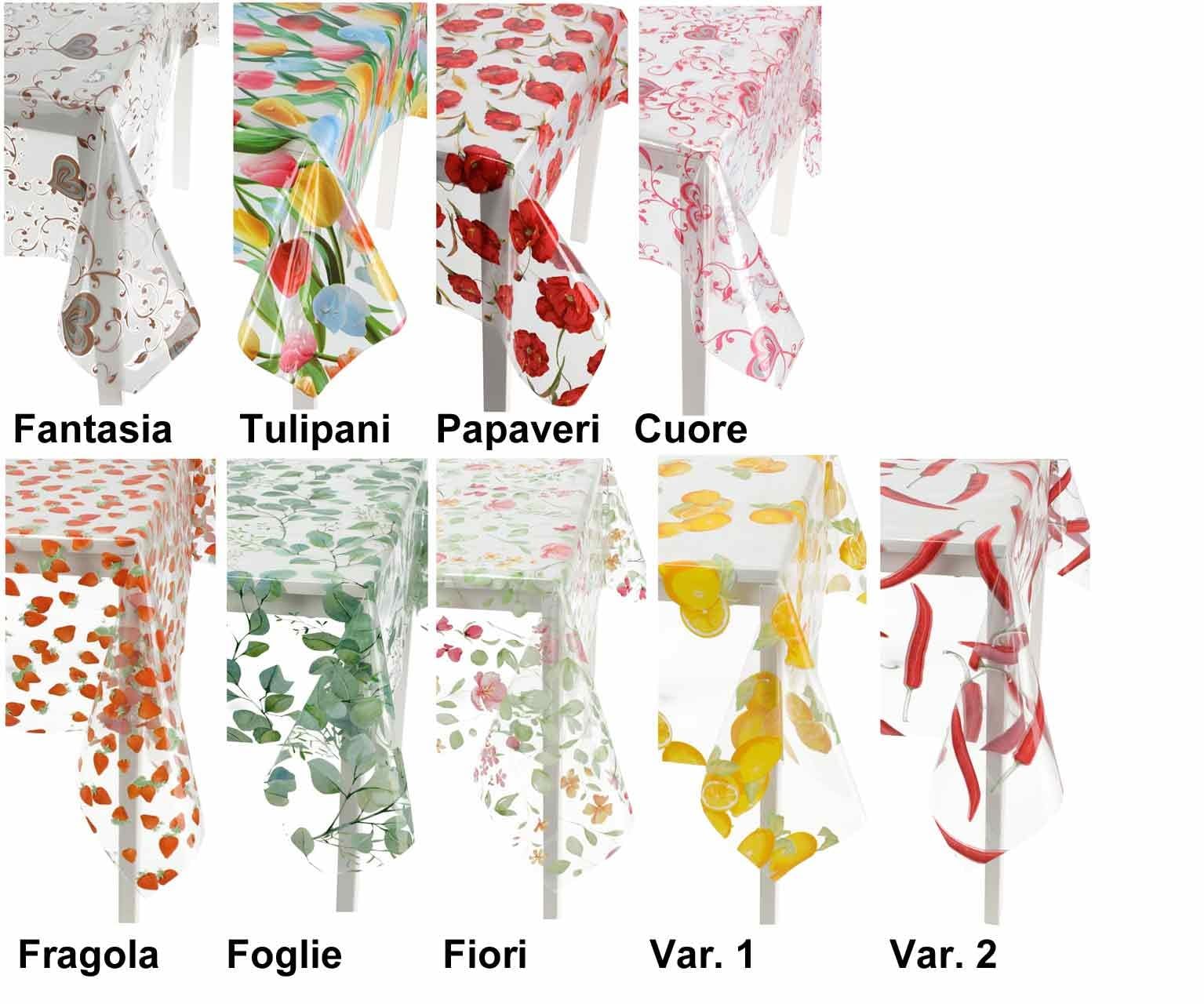 Tovaglia plastificata Trasparente PVC 140x360 cm Cristal Fondo Cerata Rettangolare Tulipani