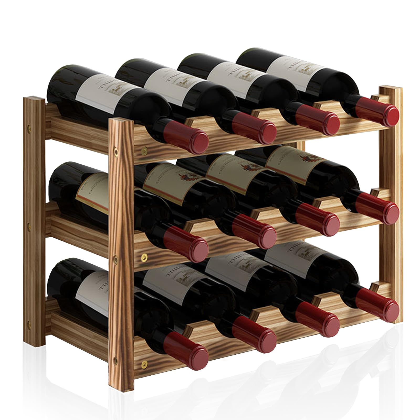 AIRCADIA 3 Ebenen Botellero Madera Botellero Vino, Botellero Vertical Vinoteca 12 Botellas, Tablero Madera Mueble De Cocina Mueble De Cocina Garrafeira De Vino Agua, Estante Madera