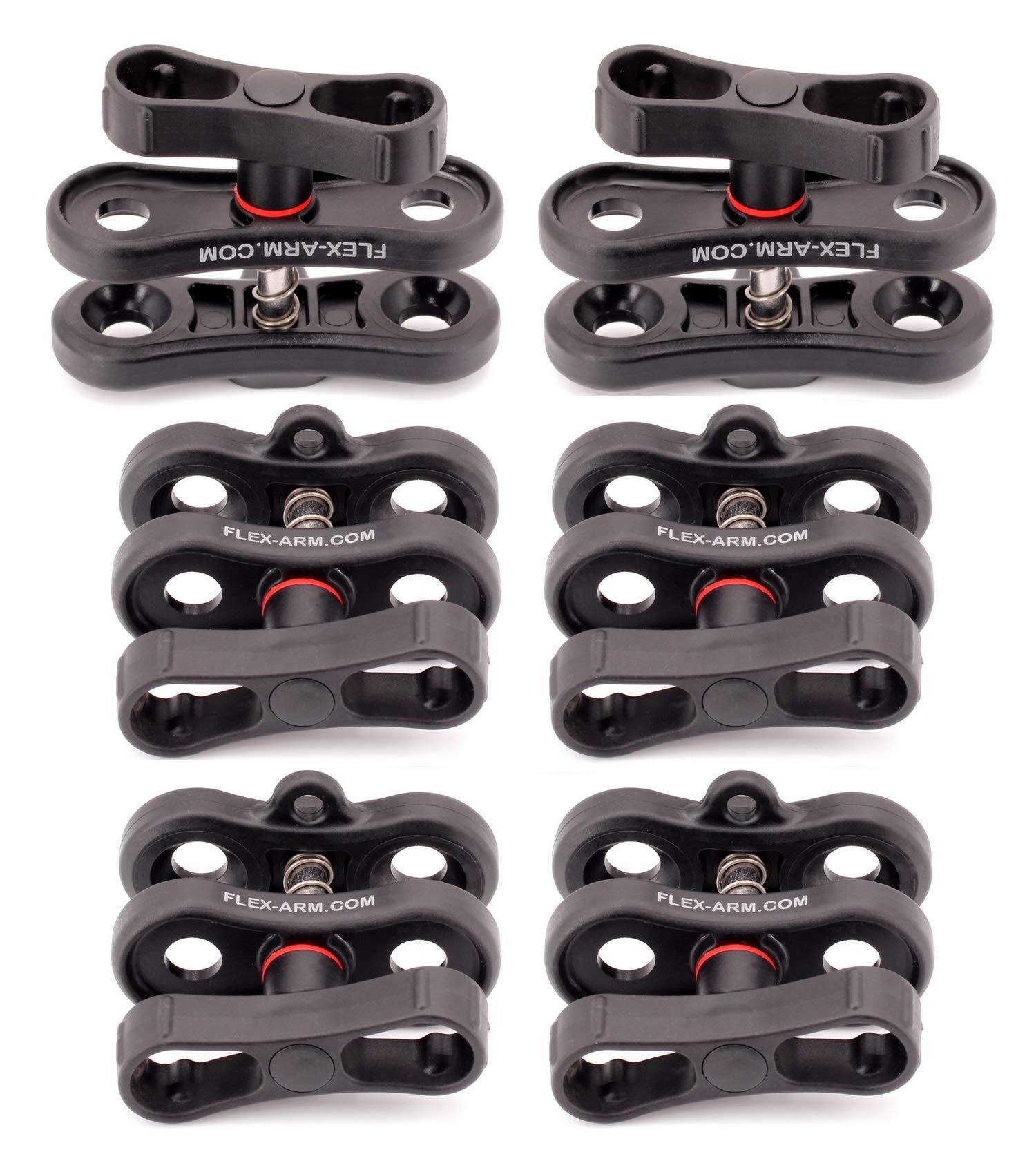 6 Pzs Pinzas Evo45-65 Kit para Brazos con Bola 25 mm Clip de Brazo para Sistema de Fotografía Submarina de Buceo FLEX-ARM EVO4565SET