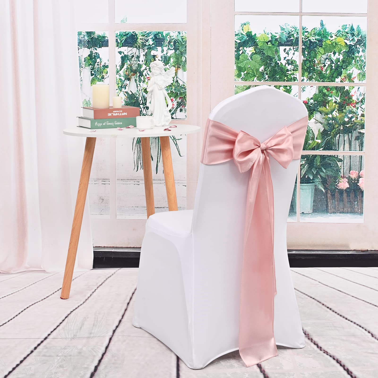 Teruntrue 50 Pièces Écharpes de Chaise en Satin Or Rose Chaise Décorative Arc Conçu Couverture de Chaise Écharpes de Chaise pour Réception de Mariage Hôtel Maison Décoration de Cuisine (Or Rose)