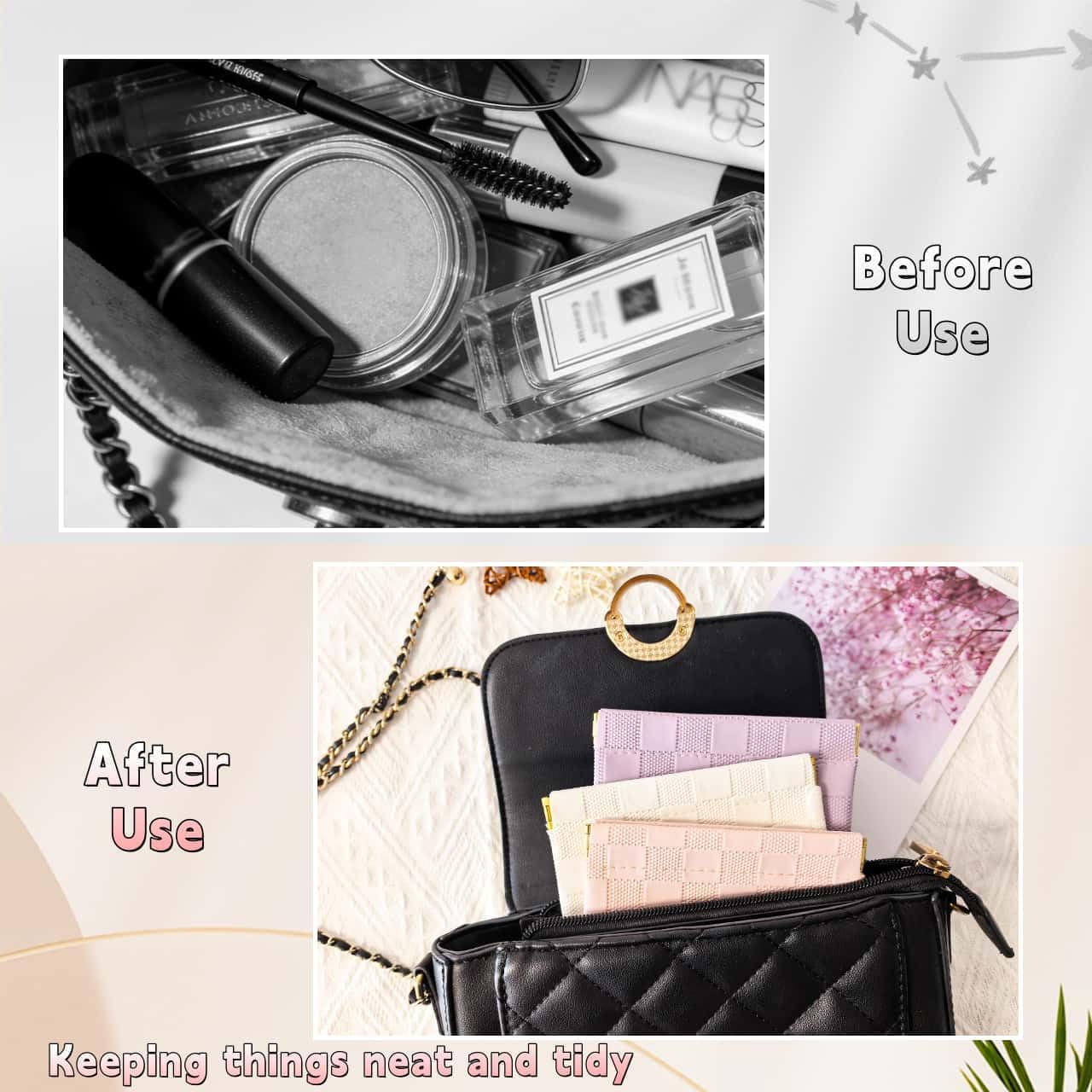 Small Makeup Bag for Purse, Pencil Case, Mini Cosmetic Bags for Women, Coin Purse Organizer, Lipstick Cosmetic Accessories Organizer, Small Travel Kit Storage Pouch (Multi-size-Black)